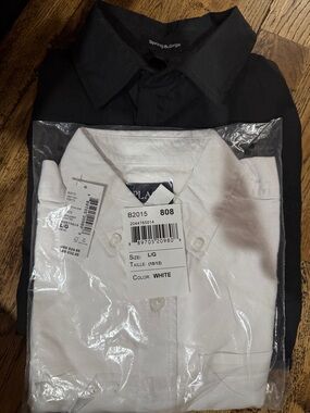 Place kids Large Button-Down Shirt - White and Black